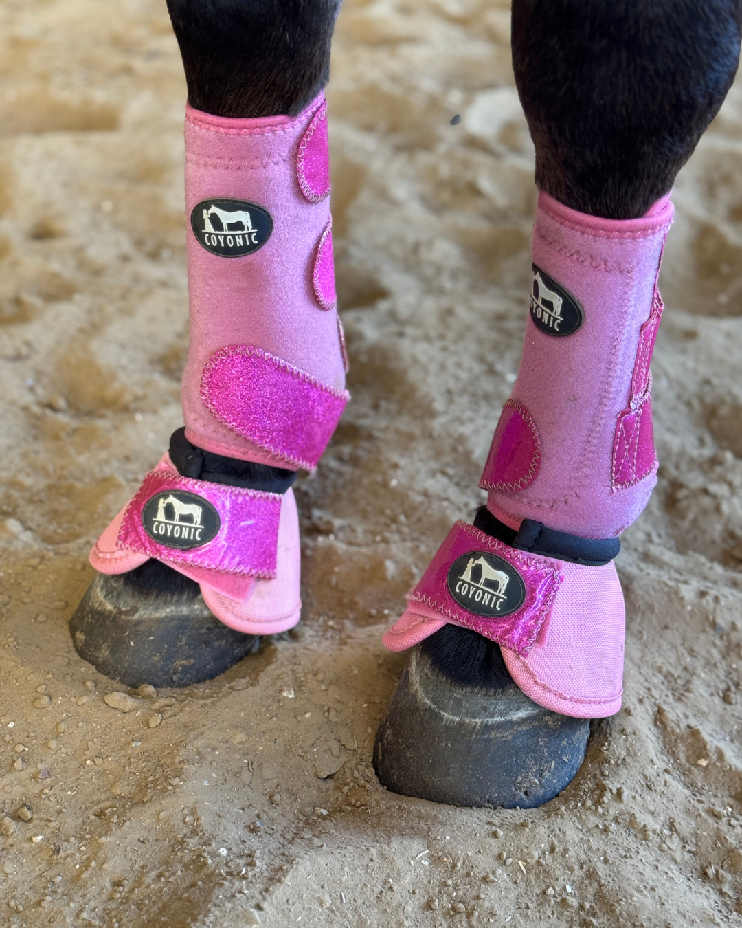 Cloches cheval rose à paillette – protection sabot | Coyonic