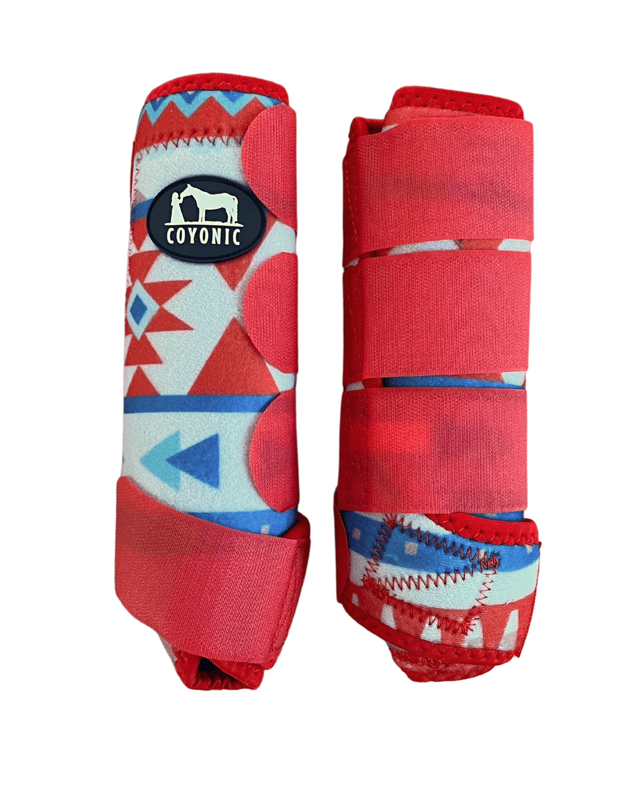 Guêtre cheval rouge motif aztec