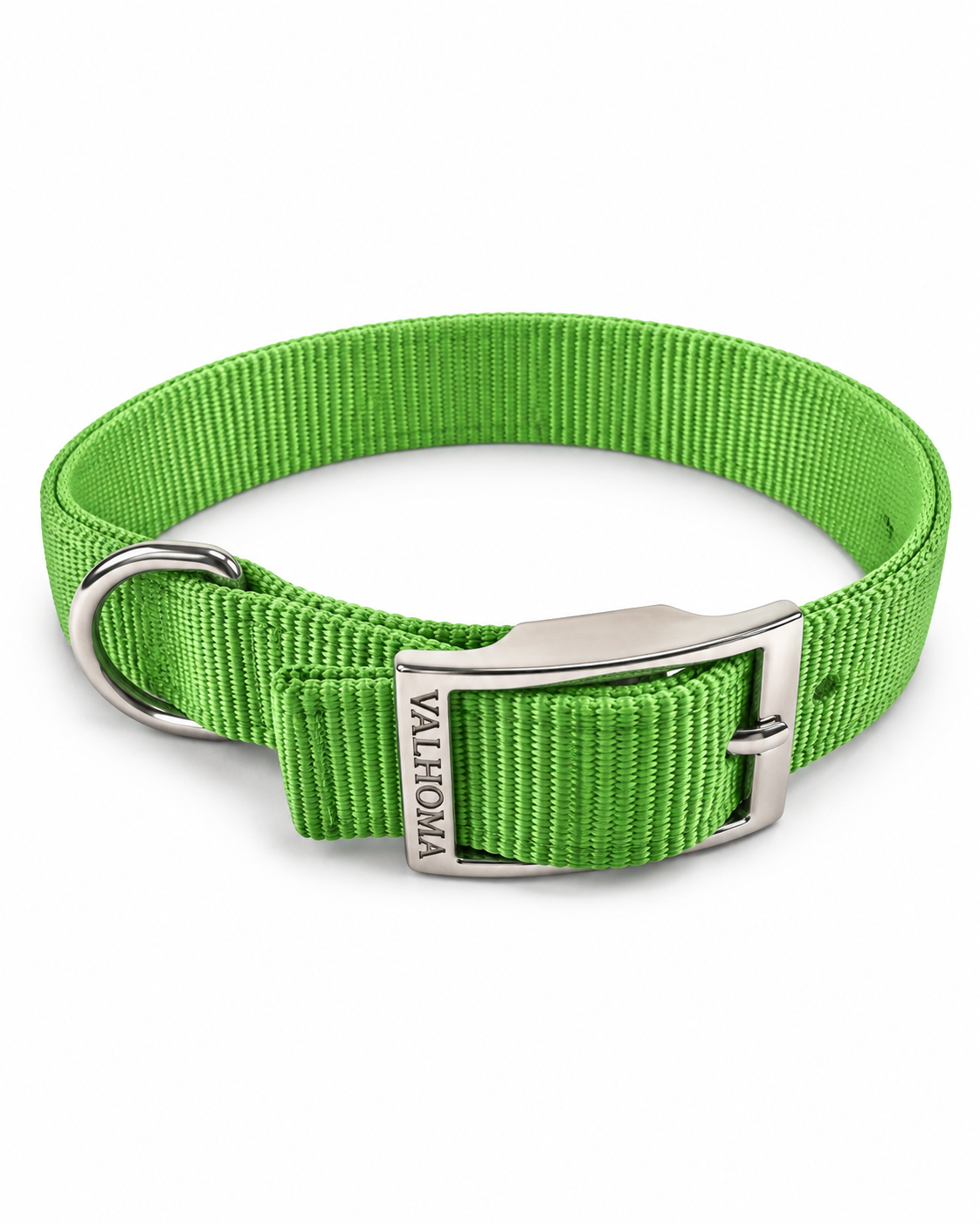 Collier Valhoma pour chien vert lime sans broderie, personnalisable avec le prénom de votre choix