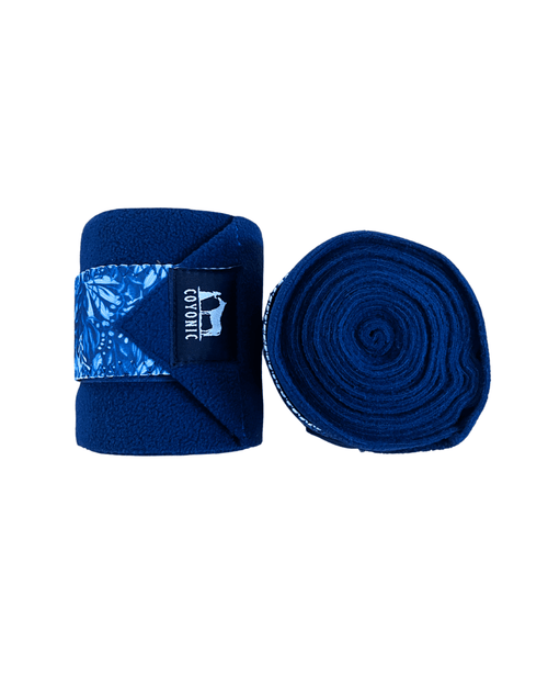 Bandes de polo pour cheval Coyonic bleu marine à motifs bleus, collection Forest