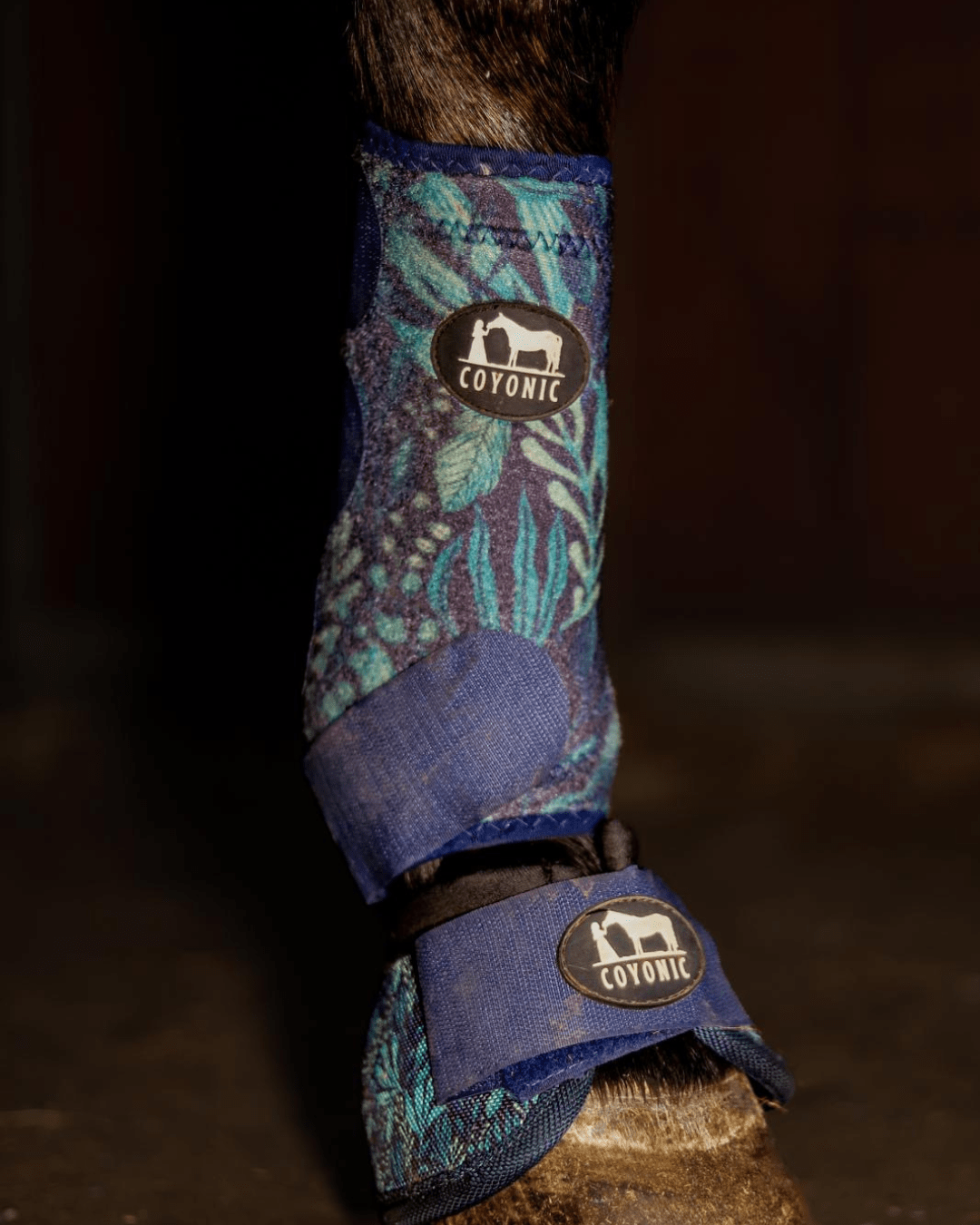 Guêtre cheval bleu motif forêt