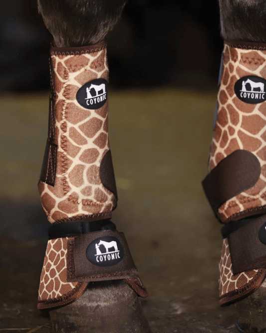 Guêtre cheval motif girafe Cloches cheval motif girafe – protection sabot | Coyonic