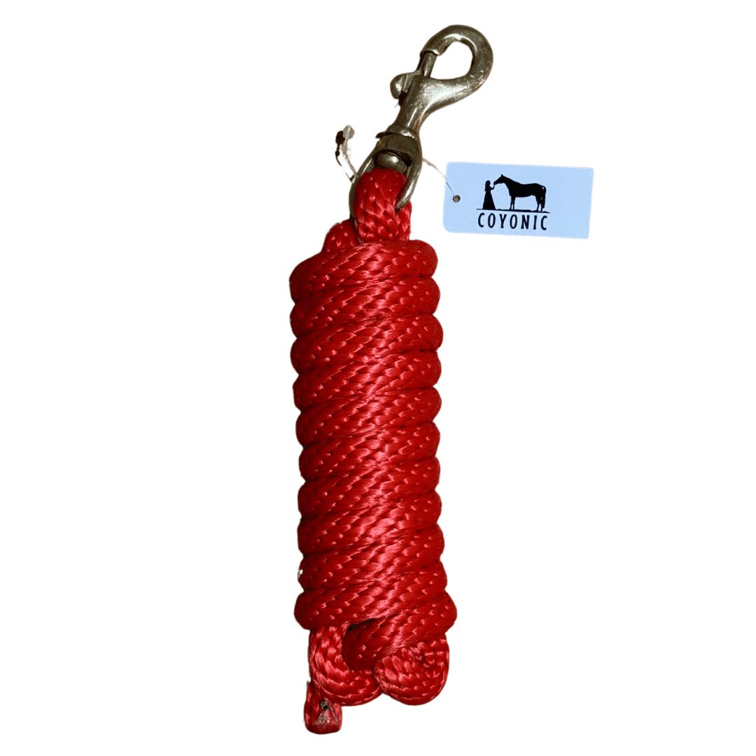 Longe rouge cheval 2,5 m avec bouclerie laiton| Coyonic