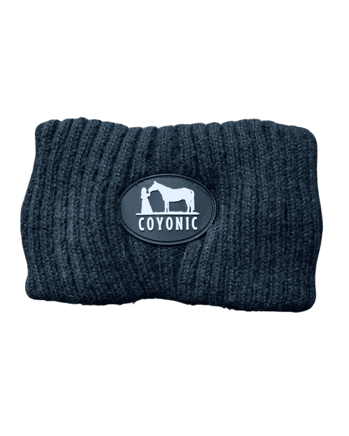 Bandeau d'hiver noir pour femme Coyonic en maille, idéal pour garder les oreilles au chaud