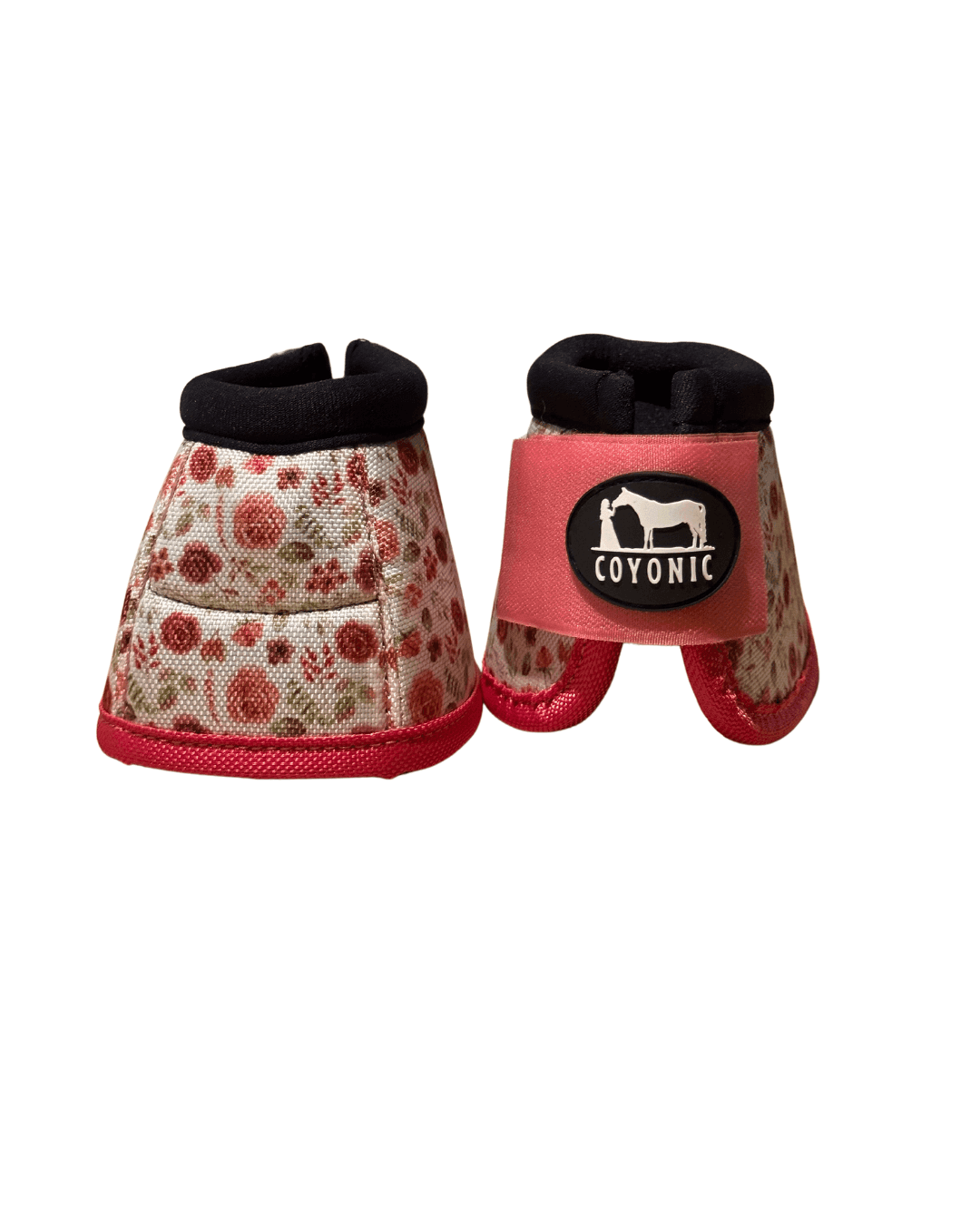 Cloches cheval rose motif fleuris – protection sabot | Coyonic