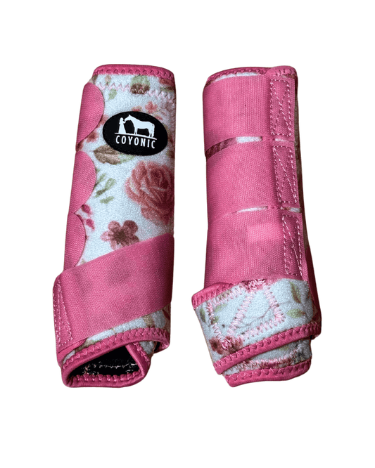 Guêtre cheval rose à fleur