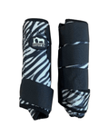 Guêtres de protection pour cheval Coyonic noires à motif zèbre, collection Zebra