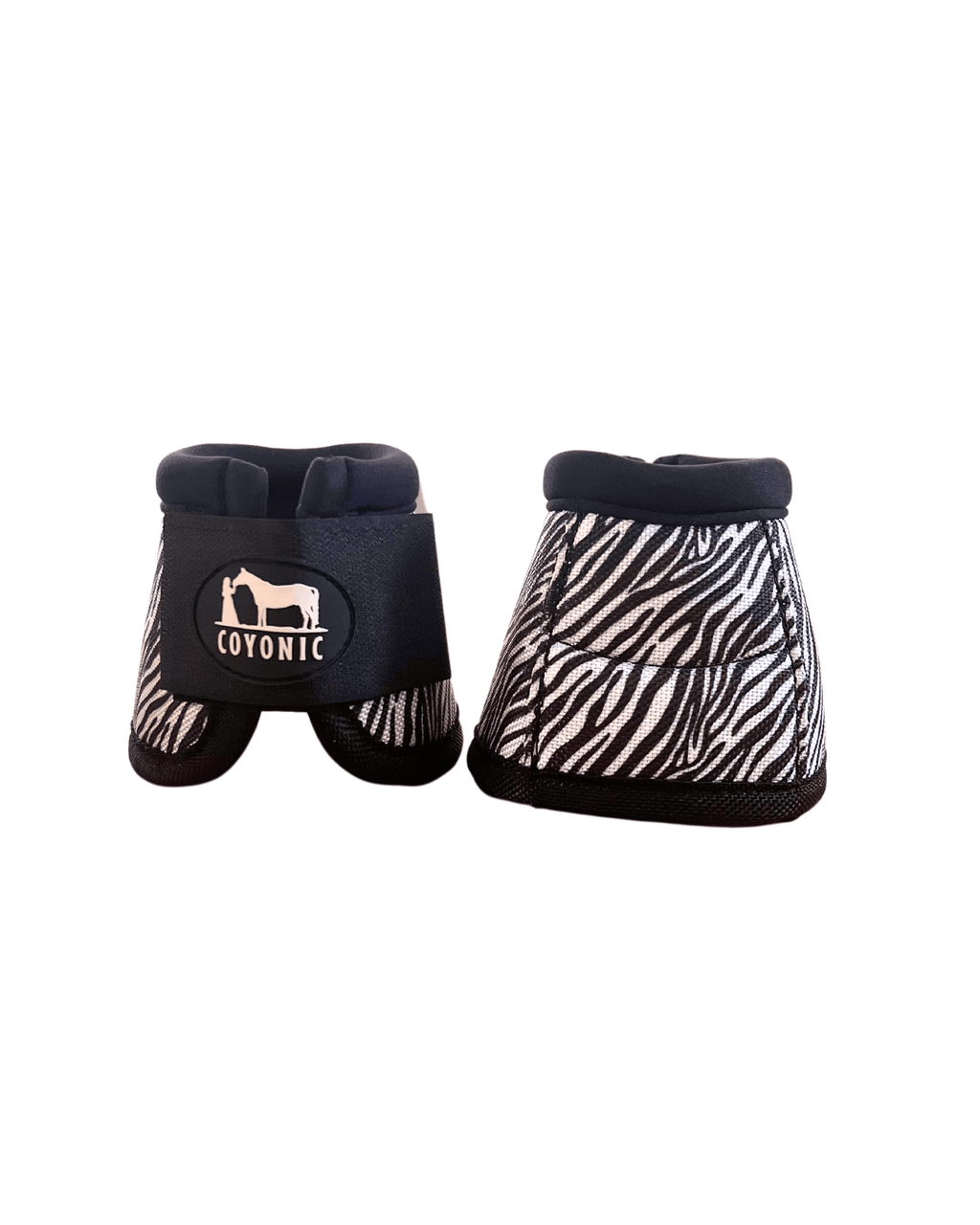 Cloches cheval noire motif zèbre – protection sabot | Coyonic