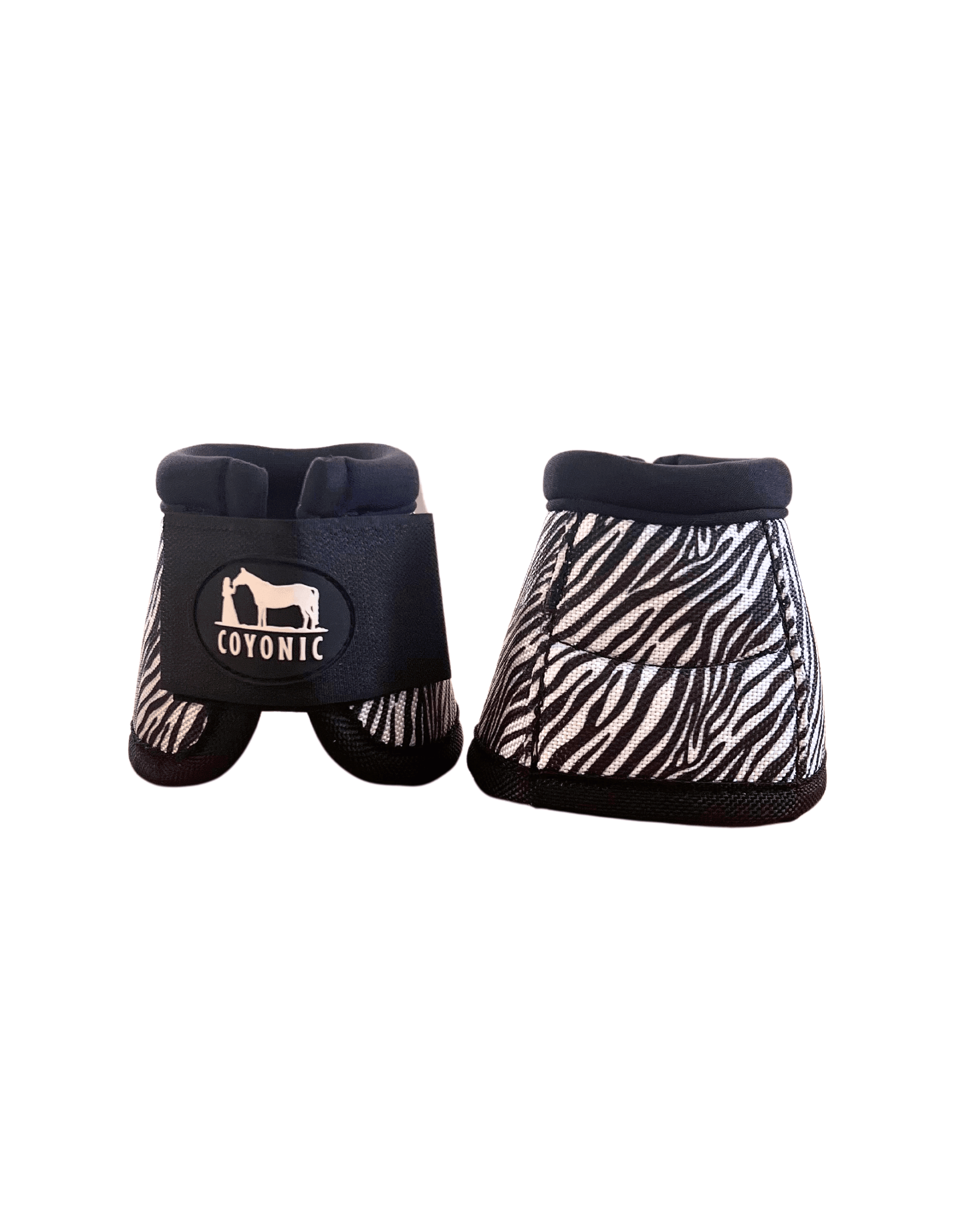 Cloches cheval noire motif zèbre – protection sabot | Coyonic